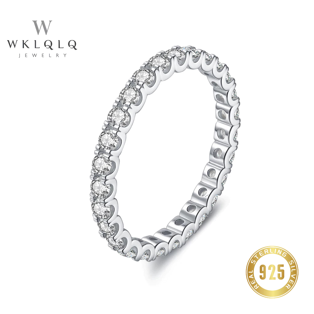 WKLQLQ แหวนเงินแท้ 925 เพชร CZ 0.03 กะรัต สุภาพสตรี ไม่ซีดจาง ทนทานน้ำ ไร้ภัยจากสารแพ้