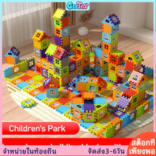 GeeToy บ้านและก่อสร้างด้วย หน้าต่าง ของเล่นบล็อกตัวต่อสําหรับเด็กเข้ามุมเล็กสีสันสดใส