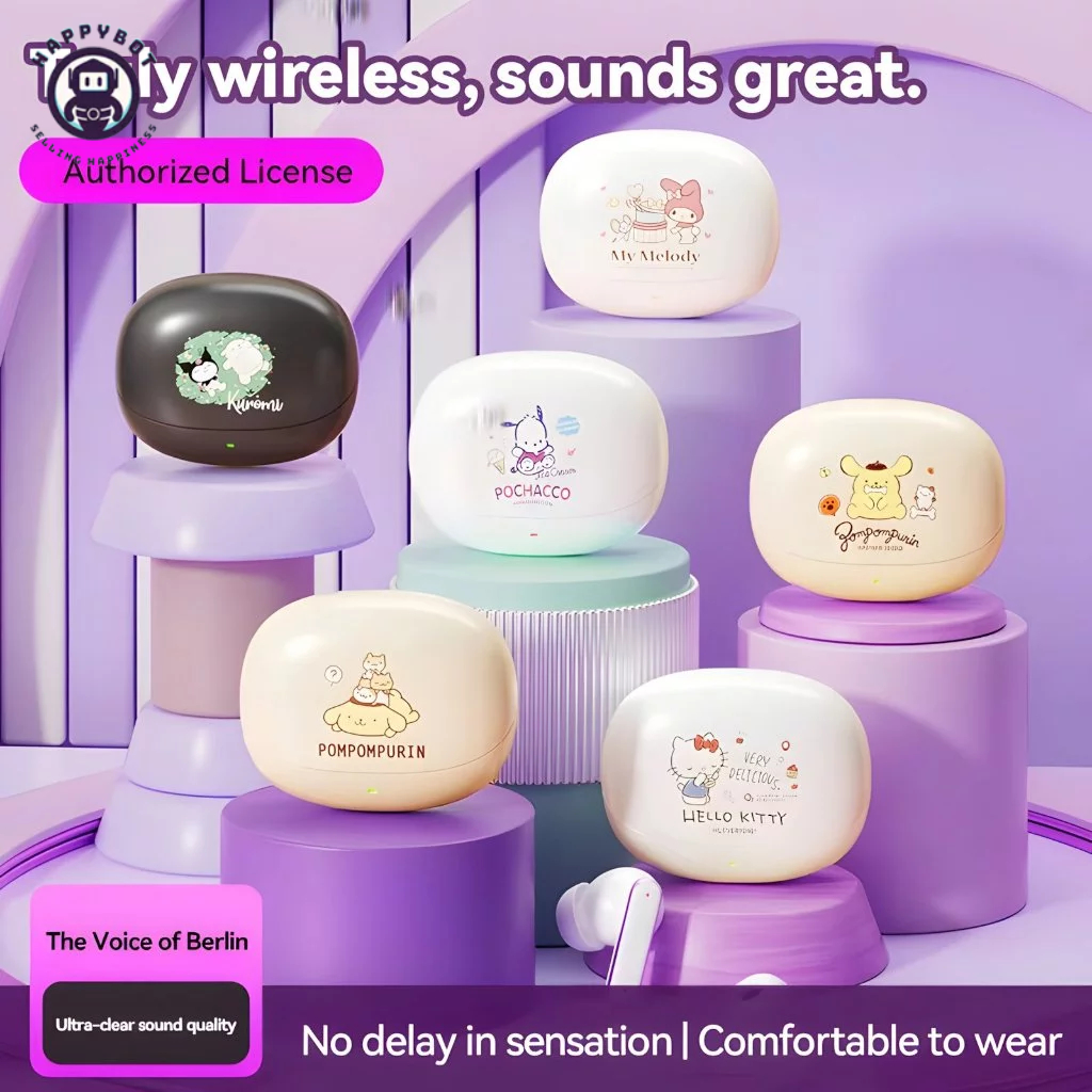 Sanrio Q23 Bluetooth TWS Earbuds กึ่งอินเอียร์ พร้อมไมโครโฟน เหมาะสําหรับกีฬา/เล่นเกม/ฟังเพลง