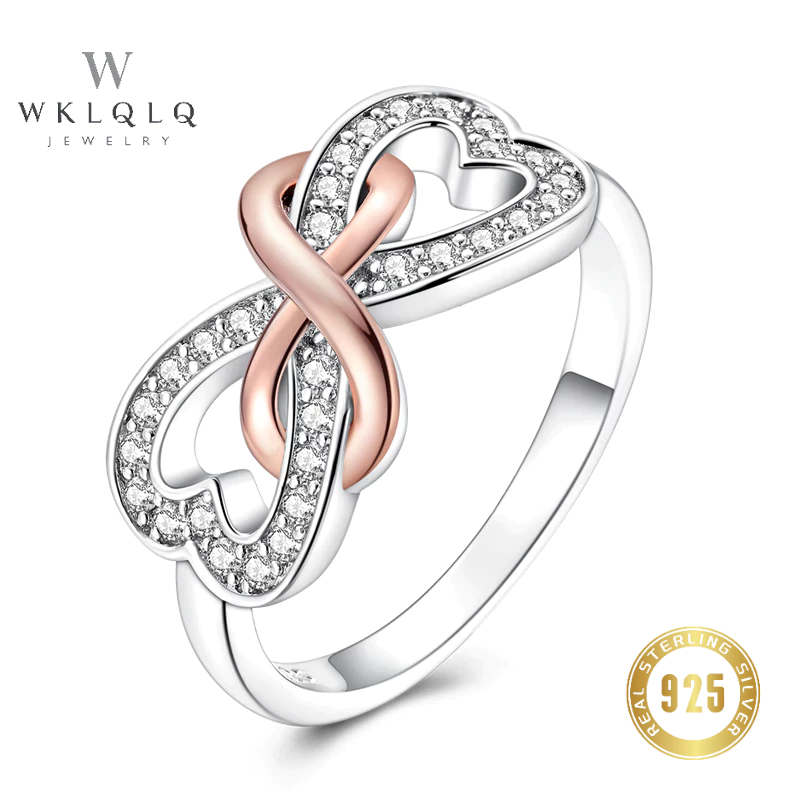 WKLQLQ แหวนเงินสเตอร์ลิงโรสโกลด์ ออกแบบลายหัวใจไข่มุก สัญลักษณ์แห่งความรัก