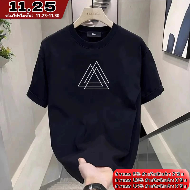 แนวสตรีทคอกลมเสื้อยืด oversizeแฟชั่นเสื้อยืดผู้ชายผ้าฝ้ายแท้ ลายพิมพ์สนุก สบาย ผ้าระบายอากาศ ไม่เหนียวเหนอะหนะ สไตล์หลากหลาย