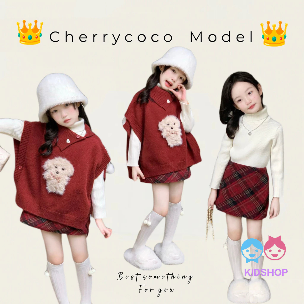 สาวชุดฤดูใบไม้ร่วงฤดูหนาวสไตล์ใหม่กลางเด็กเล็กเกาหลีรุ่นเสื้อกันหนาวเสื้อกั๊กเด็กกระโปรงสั้นแขนยาวคอเต่า สวี