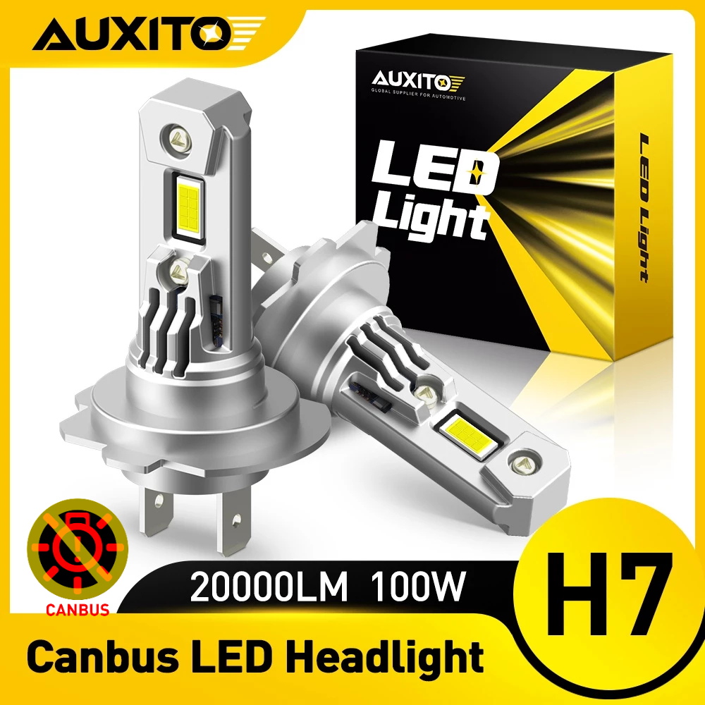 AUXITO 2PC ไฟหน้า Q16 H7 LED 100W 20000LM ไฟสูง-ต่ำ ใส่ได้เลย ผนังกันสีดำ แสง สว่างกว่าเดิม 400%