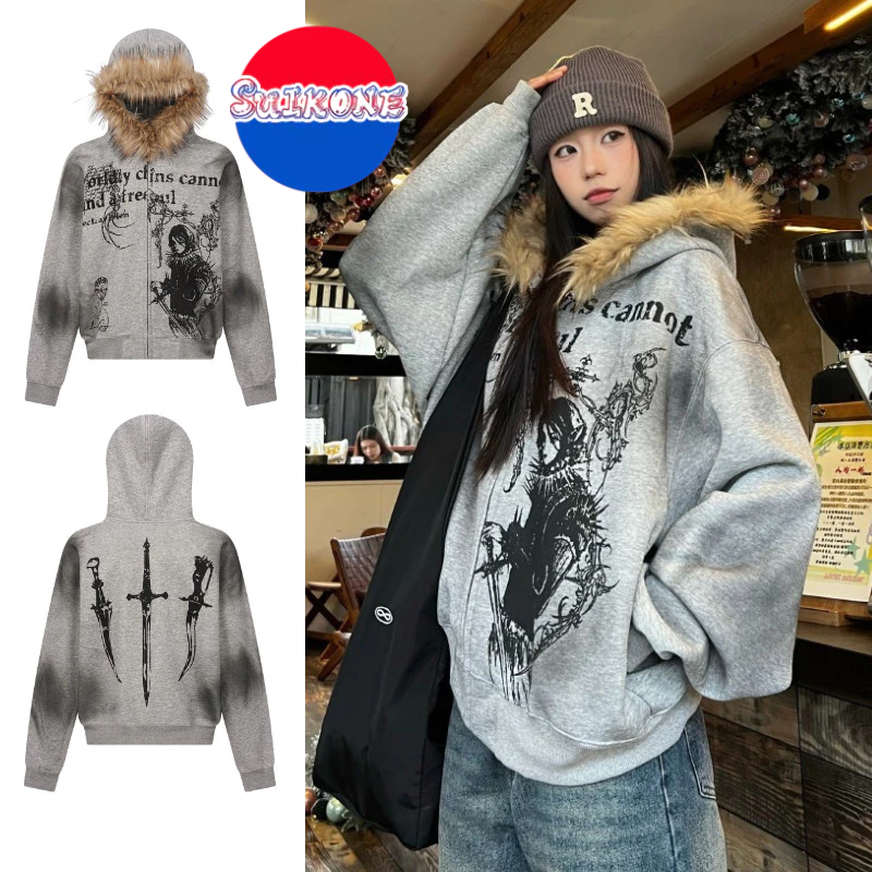 Suikone เสื้อแจ็คเก็ตผ้าฝ้ายเบาะผู้ชาย American Retro หนาขนสัตว์คุณภาพสูงสไตล์ Unisex