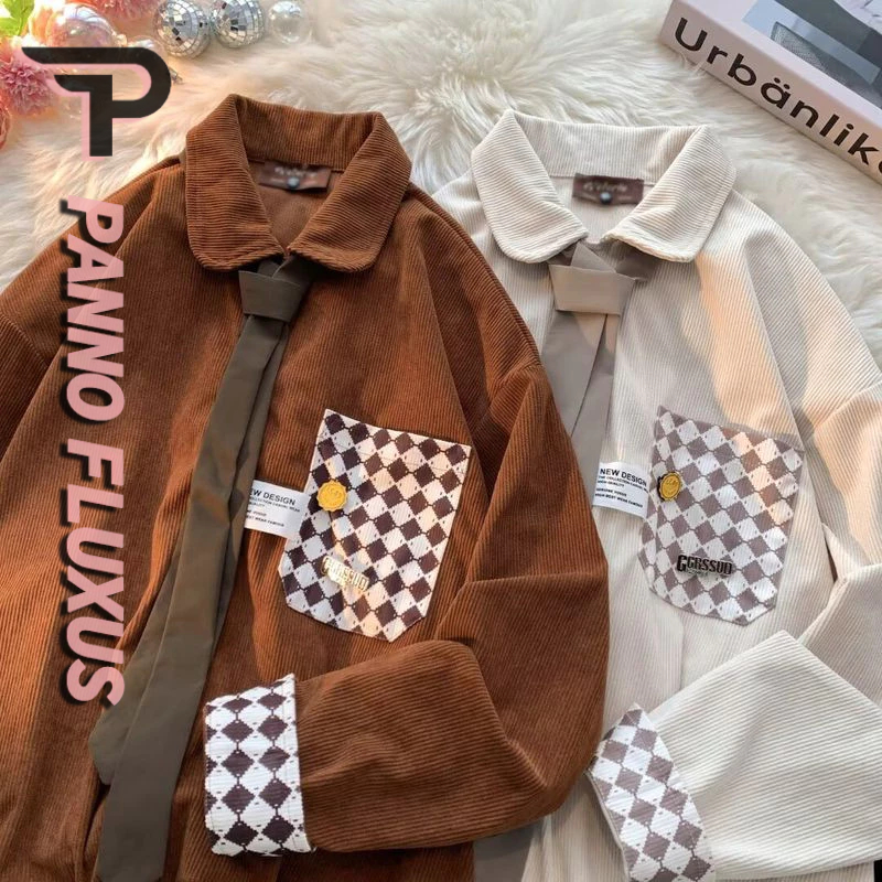 เสื้อแขนยาว PannoFluxus สไตล์ Unisex ดีไซน์ผ้าลูกฟูกย้อนยุคญี่ปุ่น คุณภาพสูง