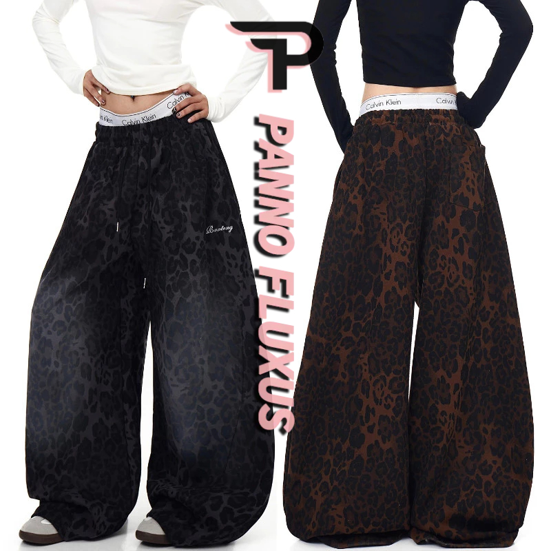 PannoFluxus กางเกงยืดสไตล์เรโทร leopard print สำหรับทั้งชายและหญิง