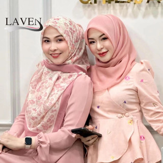 Laven 110*110 ซม.สแควร์ Voile ผ้าพันคอดอกไม้พิมพ์ Hijab กว้า…