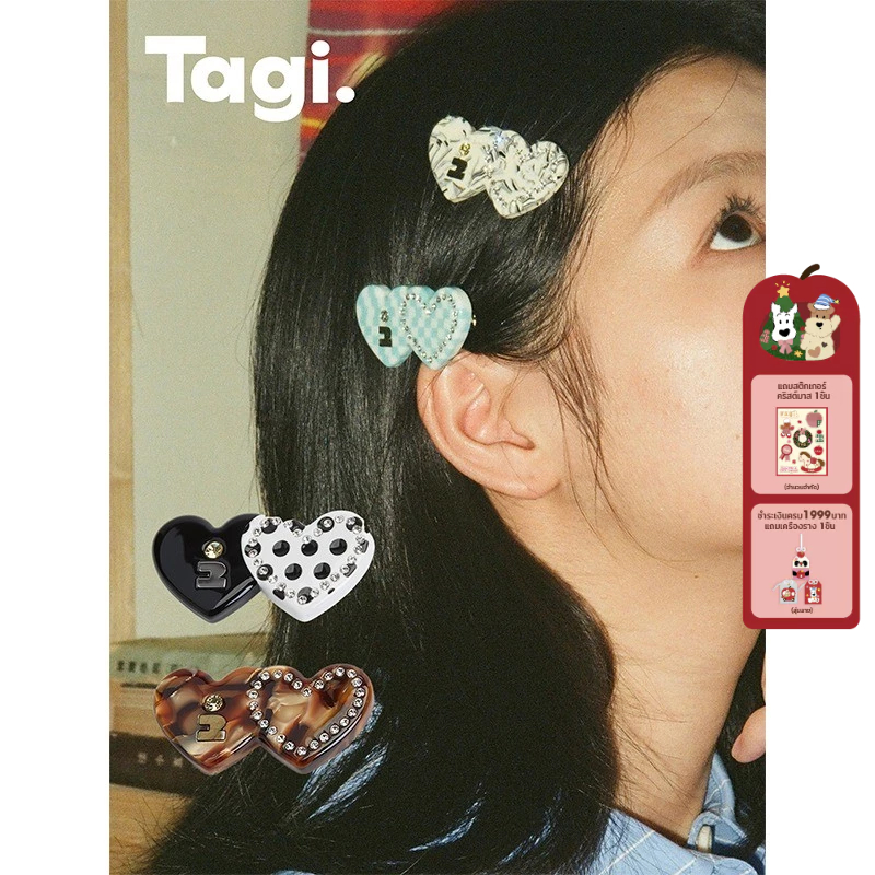 Tagi. Signal Heart Hair Clip เครื่องประดับผมผู้หญิง กิ๊บติดผม