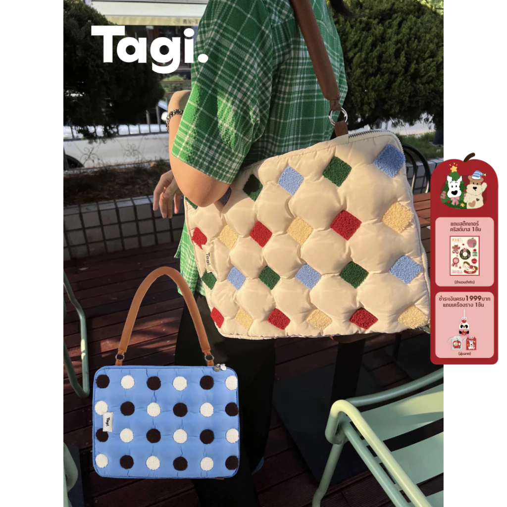 Tagi. Put-Put OK Computer Bag Cotton Filled Embroidered Pillow Portable Laptop Bag กระเป๋าสะพาย