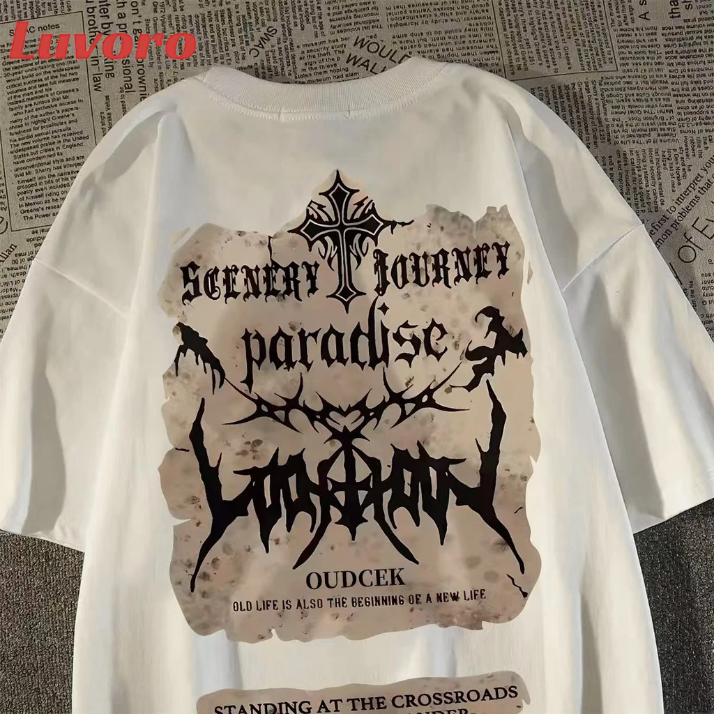 (ผ้าฝ้าย 100%) Luvoro 2025 เสื้อยืด Cotton oversize T-shirt unisex ลาย เนื้อผ้านุ่มระบายอากาศดี แขนสั้น ใส่สบาย สีดำและสีขาว เสื้อยืดทูโทน เสื้อกีฬา เสื้อยืดแขนสั้น ขอบคอกลม เหมาะสำหรับทั้งผู้ชายและผู้หญิง C1723
