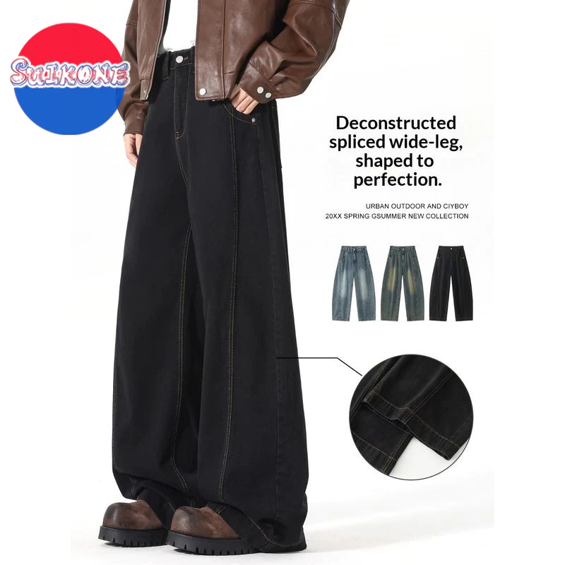 ซุยโคเนะ กางเกงยีนส์ผู้ชาย สไตล์เรโทรอเมริกัน trendy คุณภาพสูง