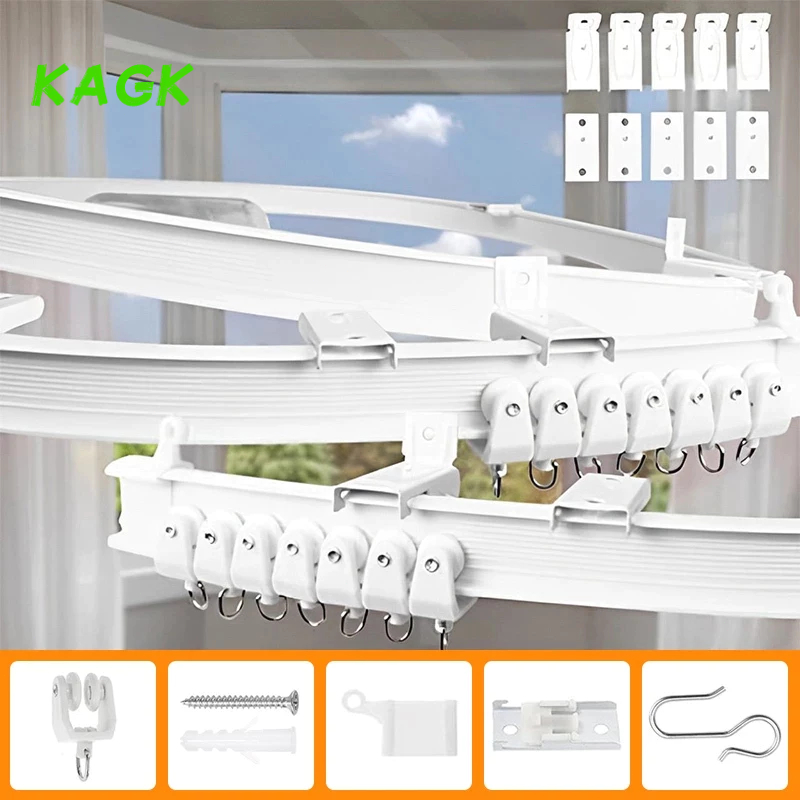 【KAGK】รางม่าน งอได้ สไตล์ ทําเอง รางม่านพับไม่มีเสียงรบกวนแผ่นเหล็กในตัวพลาสติกพีวีซี