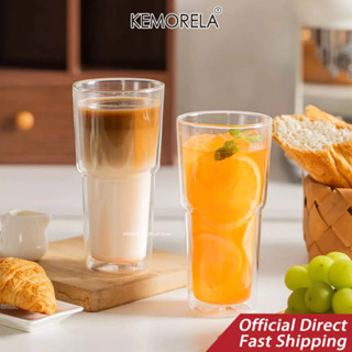 KEMORELA ถ้วยแก้วติดผนังคู่ขนาด 2 ชิ้น,20 ออนซ์ – แก้วน้ําแก…