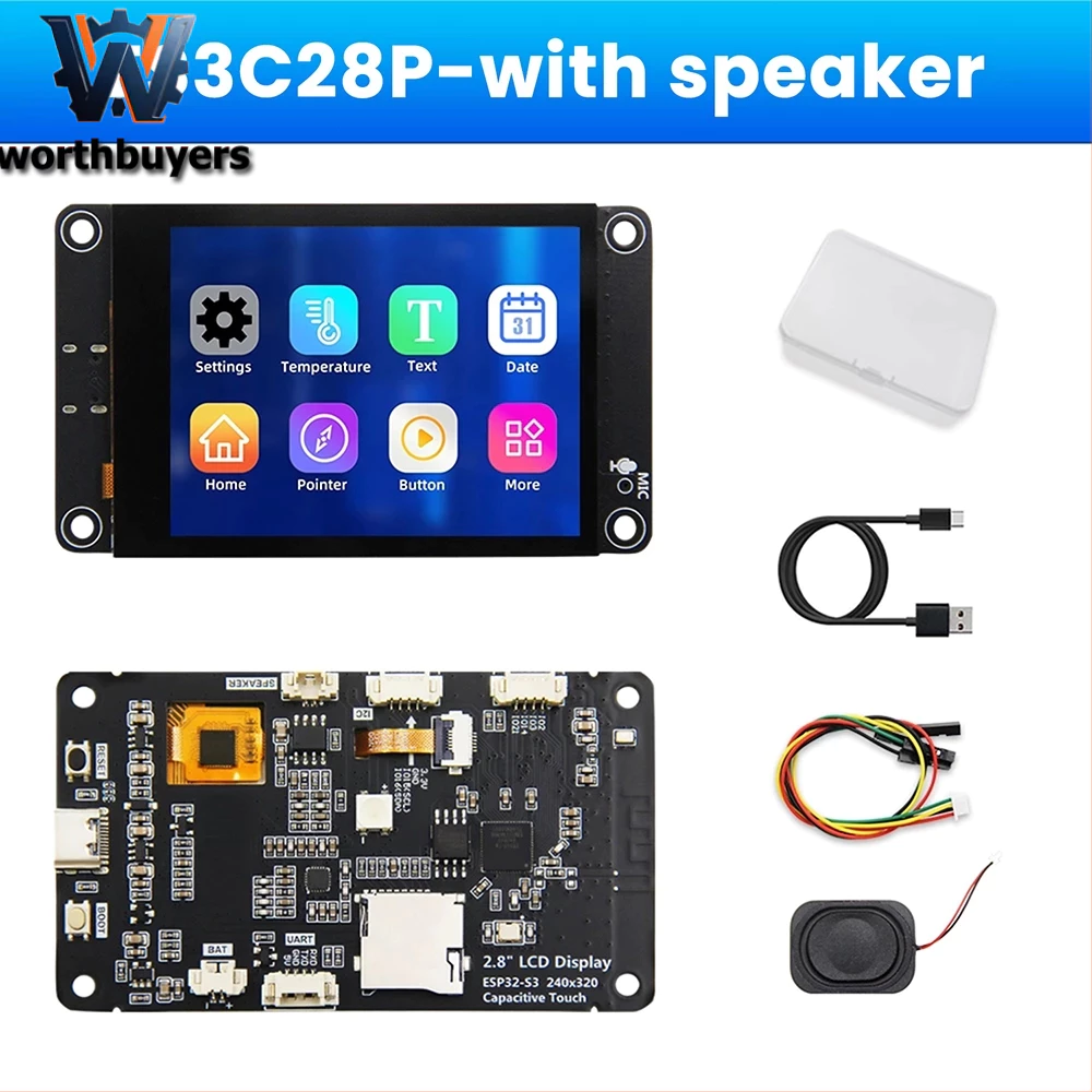 ESP32-S3 บอร์ดพัฒนา Wifi บลูทูธหน้าจอแสดงผลอัจฉริยะ 2.8 นิ้วโมดูล Tft หน้าจอสัมผัสรองรับ Xiaozhi Type C [พร้อมสัมผัสแบบ capacitive พร้อมลําโพง]