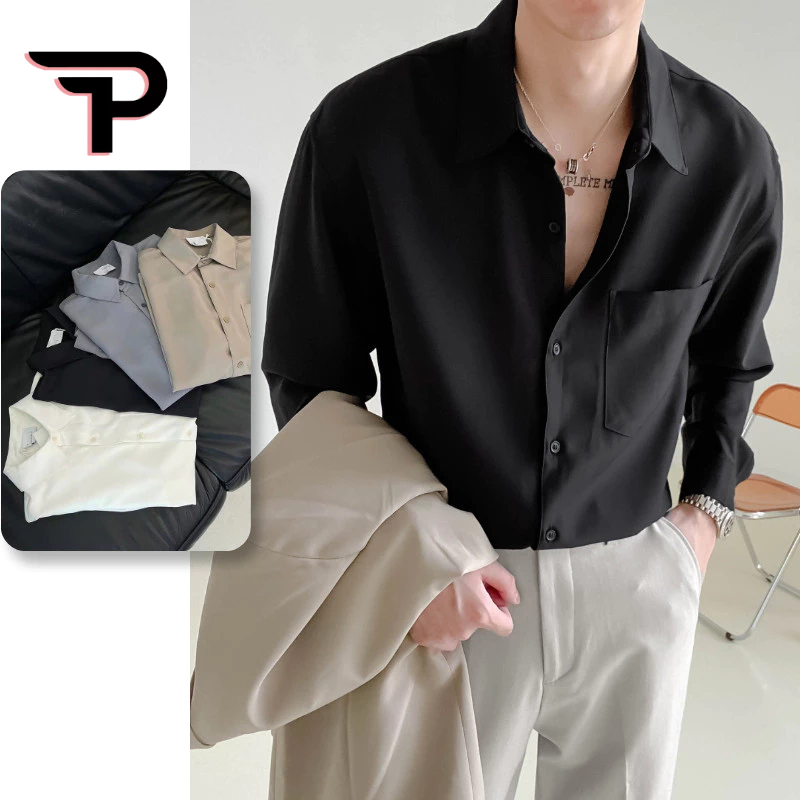 เสื้อเชิ้ตแขนยาวผู้ชาย PannoFluxus สไตล์ธุรกิจญี่ปุ่นและเกาหลี คุณภาพสูง