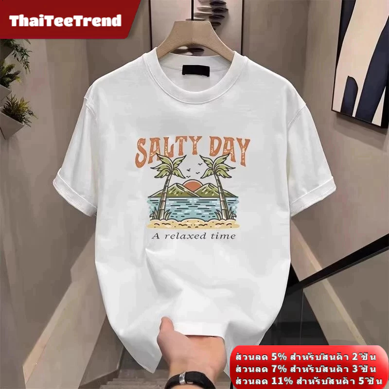 หนักผ้าฝ้ายแท้ขนาดใหญ่แขนสั้นเสื้อยืดผู้ชายคู่สไตล์แฟชั่นพิมพ์ระบายอากาศไม่ร่วง