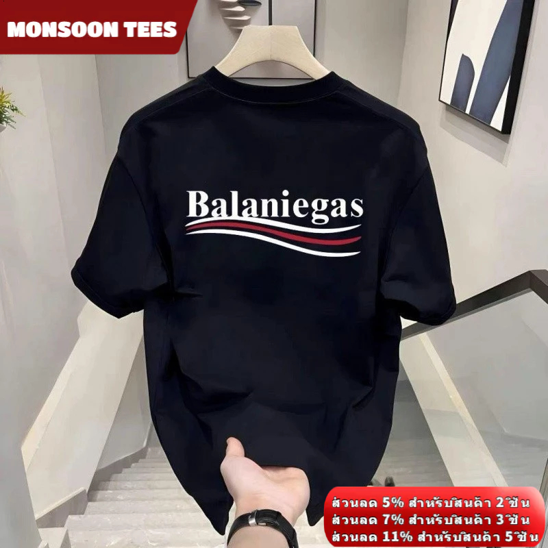 [เทรนด์โอเวอร์ไซส์] เสื้อยืดผ้าฝ้ายแท้ ดีไซน์สไตล์ฮิปฮอป หลวมสบาย แขนสั้นบางสำหรับฤดูร้อน มีสีดำและสีขาว