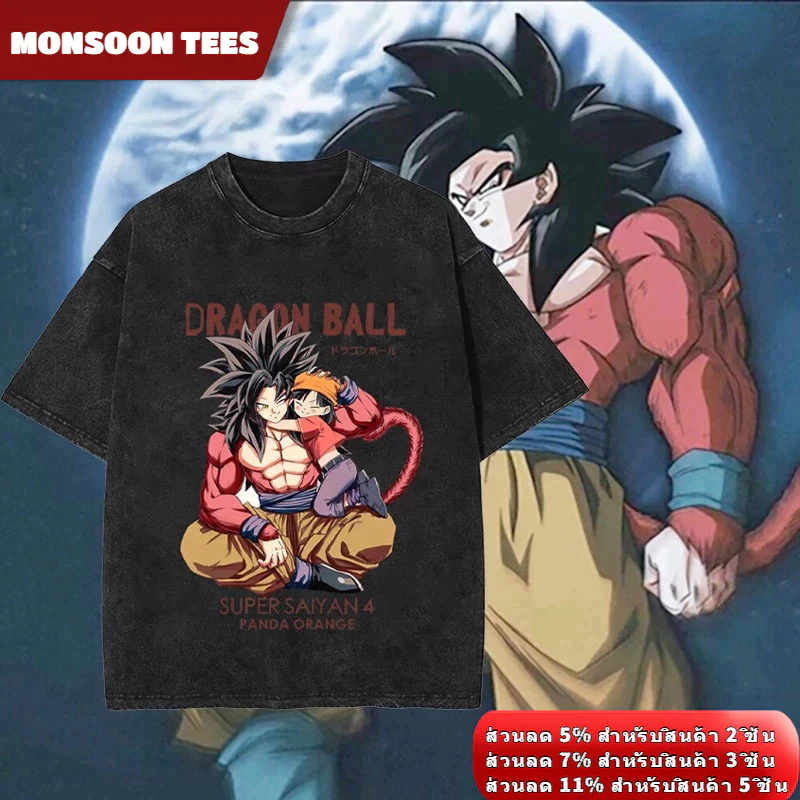 อนิเมะเสื้อยืดสีดำDrogon Ballพิมพ์ลายเสื้อฟอกผู้ชายคอกลมเสื้อยืด oversize summerคอกลมแขนสั้น100%cotton