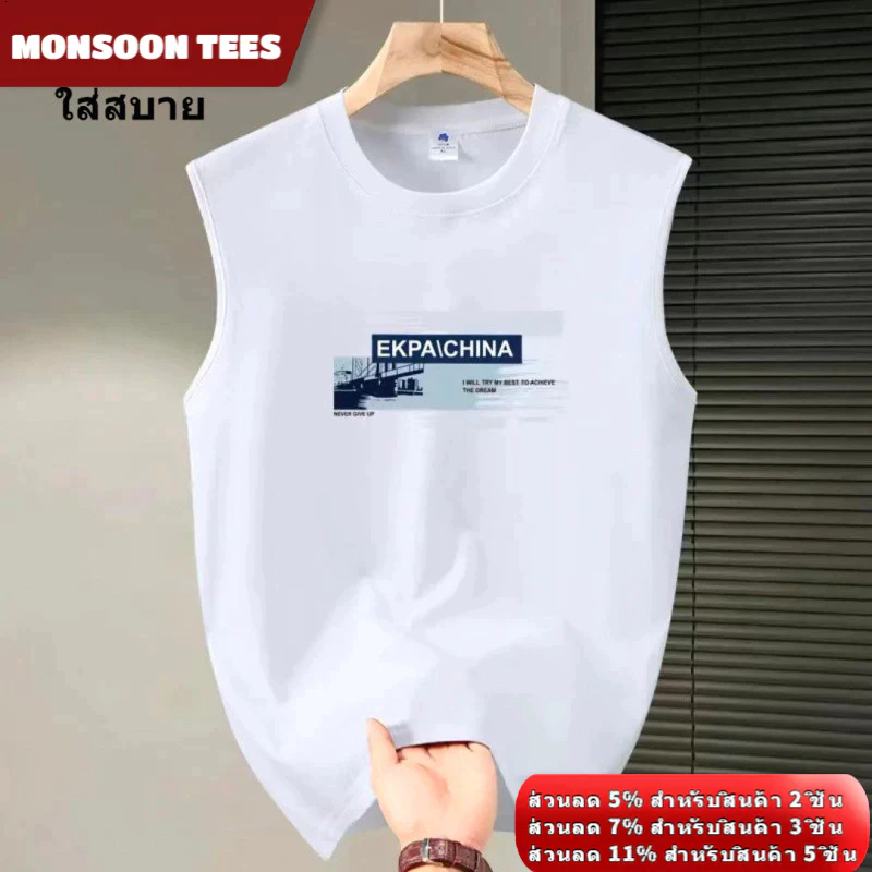 ฤดูร้อนสไตล์ใหม่tank top100%cottonระบายอากาศได้ผู้ชายคอกลมพิมพ์ลายแขนกุดเสื้อoversize t shirt M-3XL