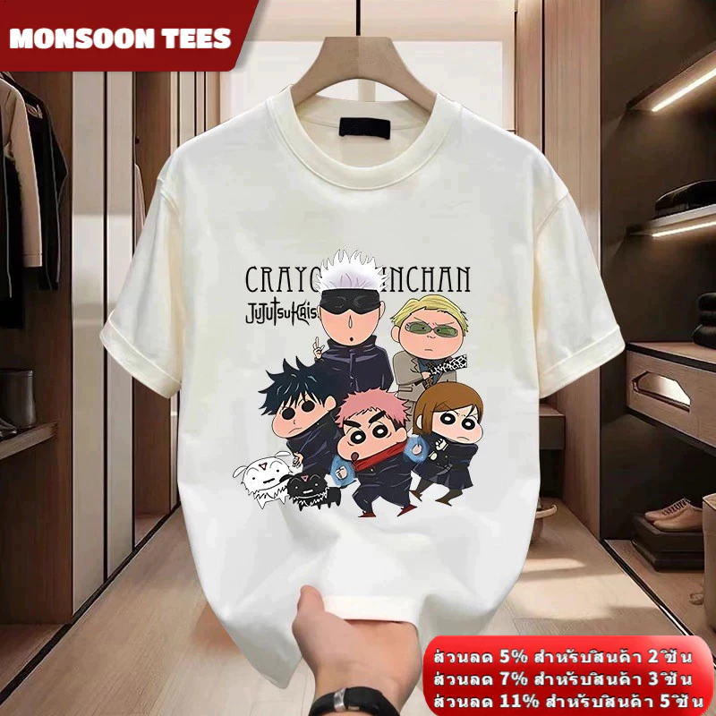 ฤดูร้อน เสื้อยืดแขนสั้นผู้ชาย ลายอนิเมะญี่ปุ่น ขนาดใหญ่ หลวม ผ้าฝ้ายบริสุทธิ์ ระบายอากาศได้ดี เป็นมิตรกับผิวหนัง สำหรับคู่รัก