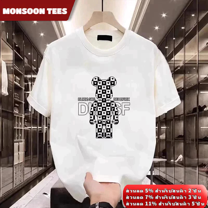 ชายเสื้อยืดแขนสั้นสไตล์ฮิปฮอป ผ้าฝ้ายบริสุทธิ์ ฤดูร้อน หลวม ทันสมัย แบรนด์พิมพ์ ลำลอง หลากหลาย ขนาดใหญ่