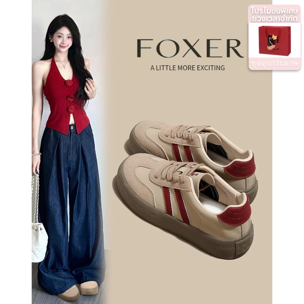 FOXER รองเท้าผ้าใบย้อนยุคนุ่ม สวมใส่อเนกประสงค์ ดูดซับแรงกระแทกดี สำหรับผู้หญิง