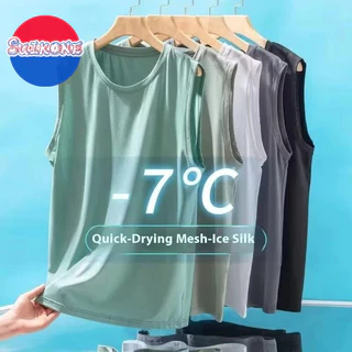 เสื้อกั๊กซุยโคเนะ สไตล์กีฬาและแฟชั่นสำหรับผู้ชาย ทำจากผ้าไหมน้ำแข็งและมีการออกแบบตาข่ายเท่ๆ