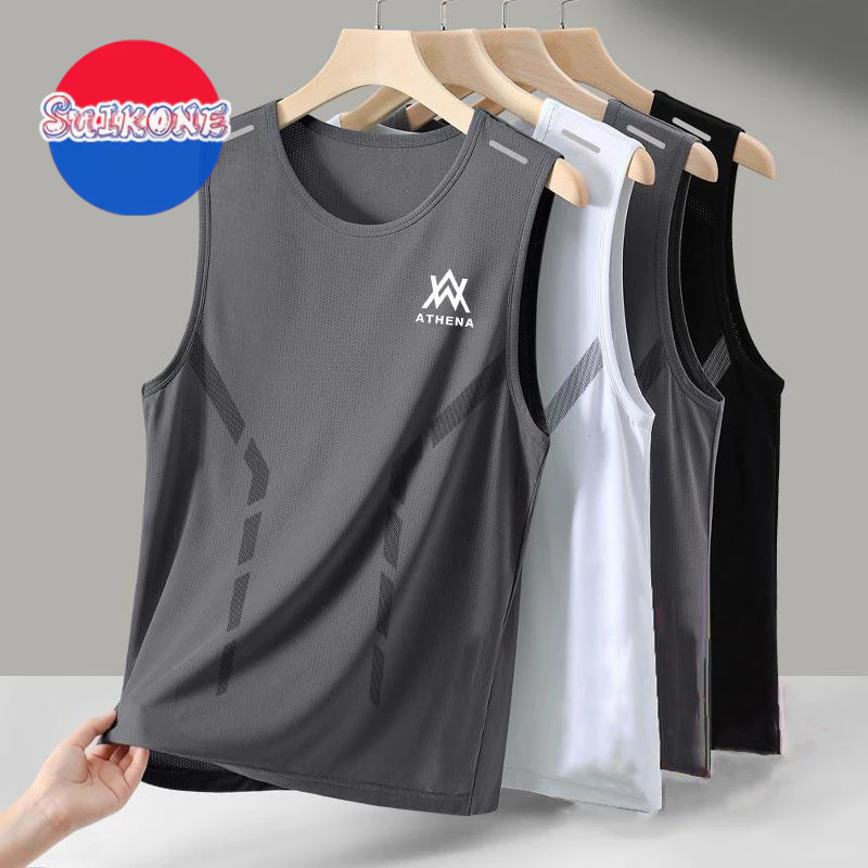 SUIKONE ซุยโคเนะ เสื้อยืดแขนกุดผู้ชายสไตล์เกาหลี ออกแบบมาในแนวน่าสวมใส่ง่าย และเหมาะสำหรับการออกกำลังกาย มีความระบายอากาศดี