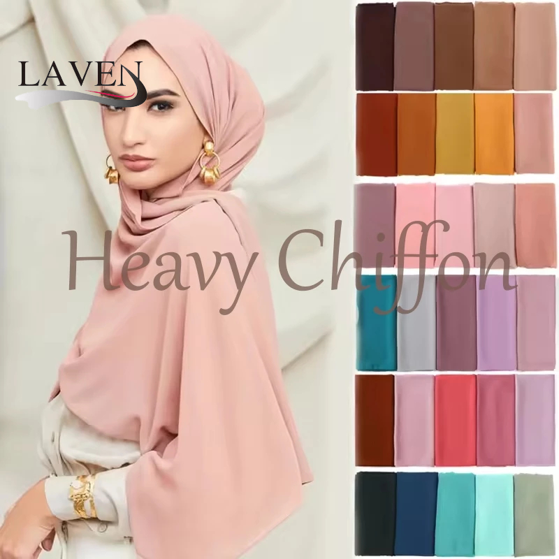 Laven เพชรชีฟองพรีเมี ่ ยมผ ้ าพันคอชีฟองหนาฟอง Heavy ชีฟองฮิญาบมุสลิม Tudung ผู ้ หญิงผ ้ าคลุมไหล ่ ราคา ถูกที่สุด ดีลบีเคเค
