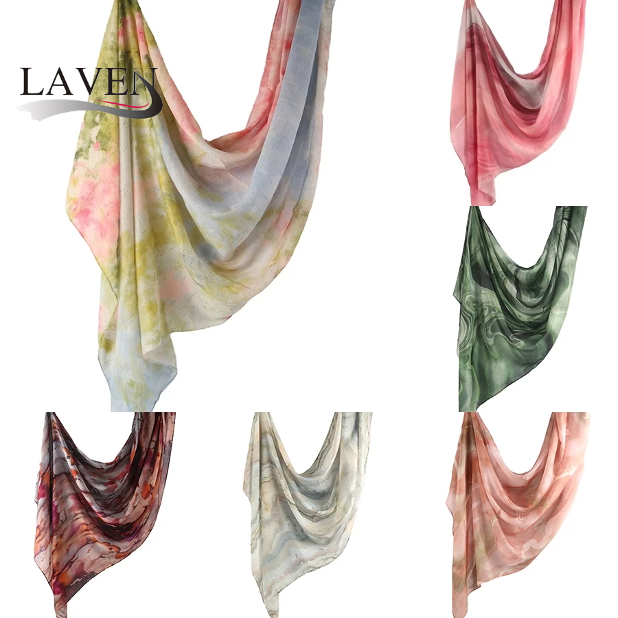 LAVEN ภาพวาดสีน้ําผ้าฝ้ายเหนียวผ้าคลุมไหล่ Breathable Soft Pashmina Selodang มุสลิมผู้หญิงผ้าคลุมไหล่ผ้าพันคอฮิญาบ