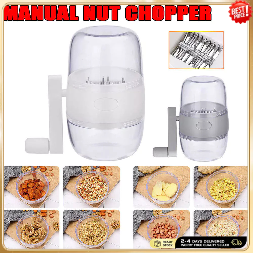 Nut Chopper, เครื่องบดถั่วแบบแมนนวลพร้อมมือหมุน,เครื่องตัดเครื่องหั่นอาหารแบบมือถือสําหรับถั่วที่แตกต่างกันสําหรับการอบสําหรับห้องครัว