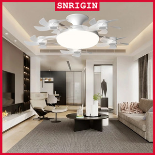 SNRIGIN Đèn trần LED có 5 quạt 【Giá đỡ đèn miễn phí】 Đèn E27 có thể gập lại Điều khiển từ xa