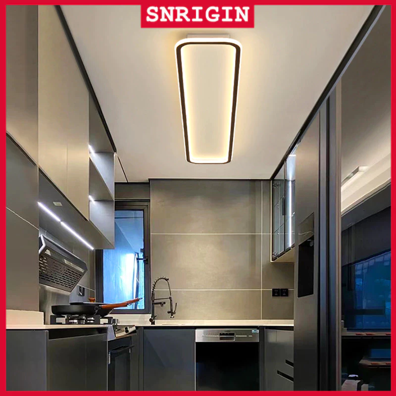 【จัดส่งในพื้นที่】SNRIGIN โคมไฟเพดาน LED โคมไฟทางเดินทรงสี่เหลี่ยมผืนผ้าสไตล์โมเดิร์นมินิมอล
