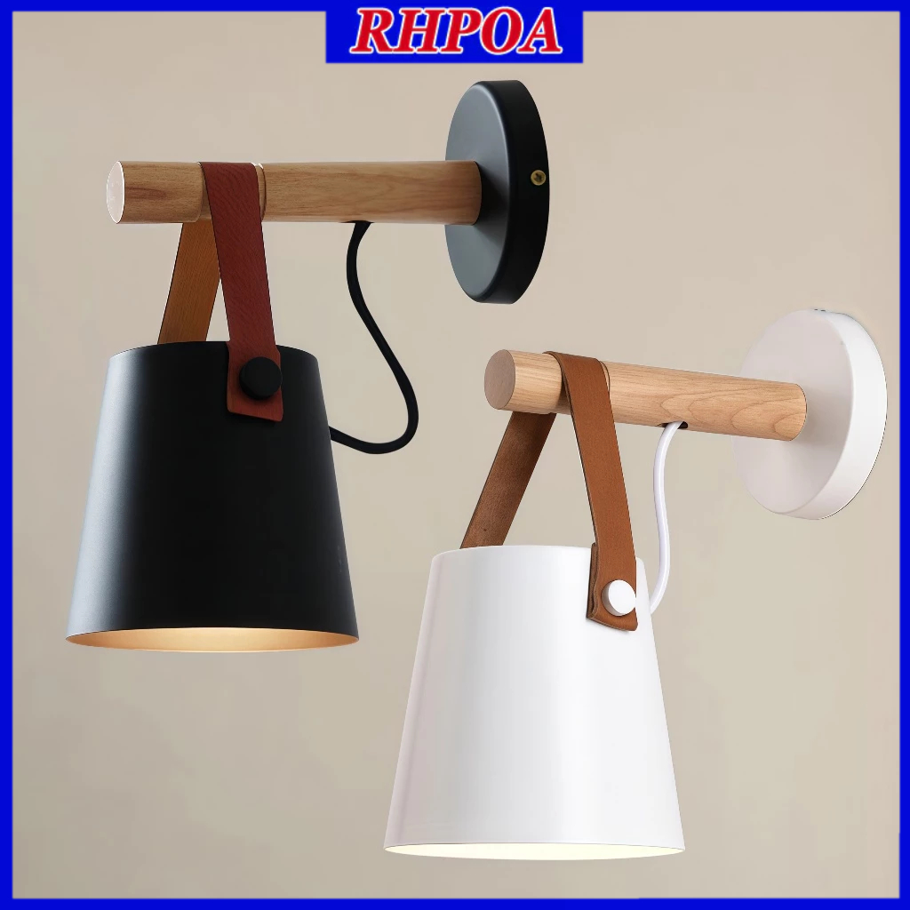 【TH การจัดส่ง】RHPOA โคมไฟติดผนัง LED พร้อมหลอดไฟE27 สไตล์อเมริกันคันทรี่ สำหรับข้างเตียง ติดตั้งง่าย