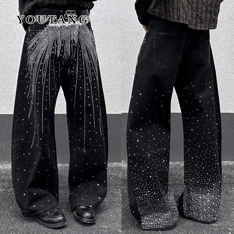 คุณทัง กางเกงยีนส์ผู้ชายฤดูใบไม้ร่วงใหม่อเมริกันย้อนยุคเพชรร้อนอเนกประสงค์กางเกงขาตรงคุณภาพสูง