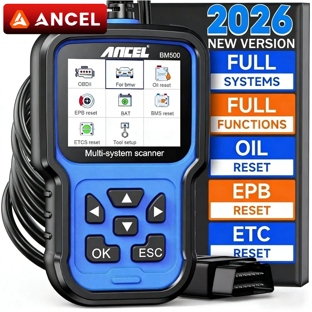 Ancel BM500 สำหรับ BMW เครื่องสแกน OBD2 เครื่องอ่านโค้ด วิเคราะห์เต็มระบบ ลงทะเบียนแบตเตอรี่