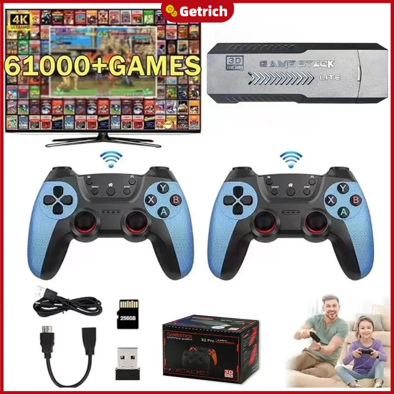 X2 blue Home Game Console Double Arcade 4K Wireless HD TV Game Console HDMI Home Game