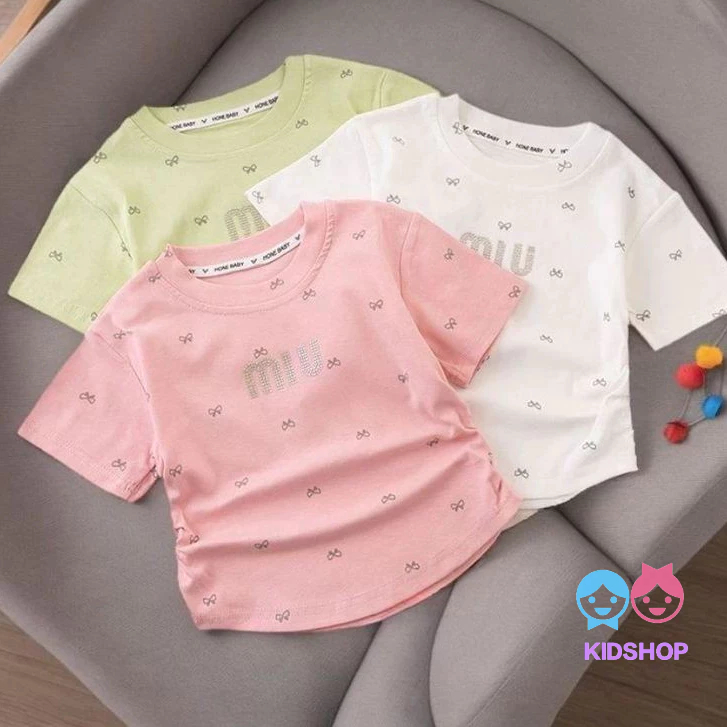 เสื้อยืดแขนสั้นเด็กผู้หญิง/ฤดูร้อนรูปแบบใหม่ Hot Diamond Casual Top