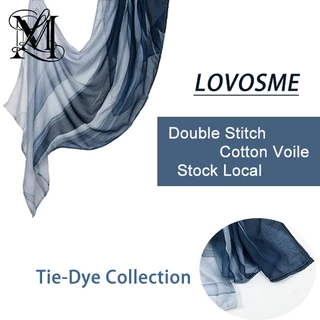 LOVOSME Tie-Dyed พิมพ์ผ้าพันคอ Hijab สีสันมุสลิม Headscarf ผ้าฝ้ายผ้าลินินผ้าคลุมไหล่ผู้หญิง Travel Tudung