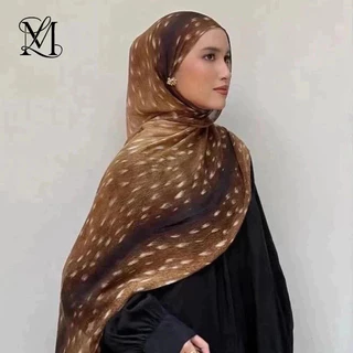LOVOSME Tie-Dyed พิมพ์ผ้าพันคอ Hijab สีสันมุสลิม Headscarf ผ้าฝ้ายผ้าลินินผ้าคลุมไหล่ผู้หญิง Travel Tudung