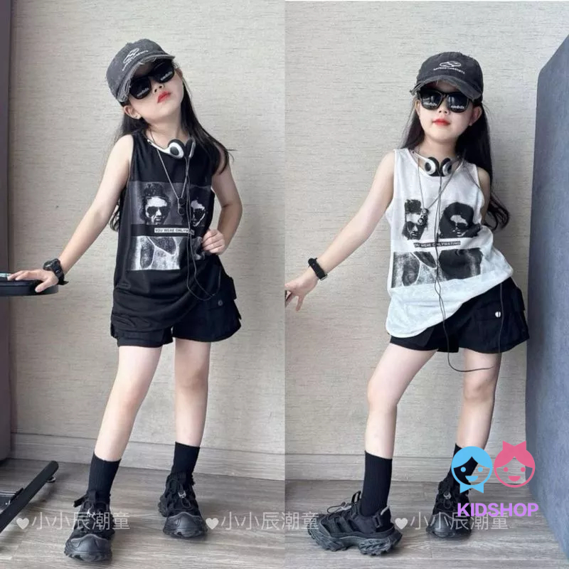 เสื้อยืดแขนกุดสไตล์เกาหลีสำหรับหญิง ผลิตจากผ้าฝ้ายแท้
