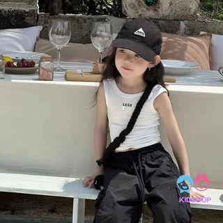 【ไทยสปอต】🇹🇭 จัดส่งทันที เวอร์ชั่นเกาหลีฤดูร้อนสาวเสื้อยืดเสื้อกั๊กสั้นแขนกุดด้านบนทั้งหมดตรงกับเสื้อผ้าเด็ก