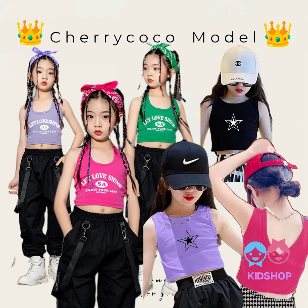 【ไทยสปอต】🇹🇭 จัดส่งทันที เวอร์ชั่นเกาหลีฤดูร้อนสาวเสื้อยืดเสื้อกั๊กสั้นแขนกุดด้านบนทั้งหมดตรงกับเสื้อผ้าเด็ก