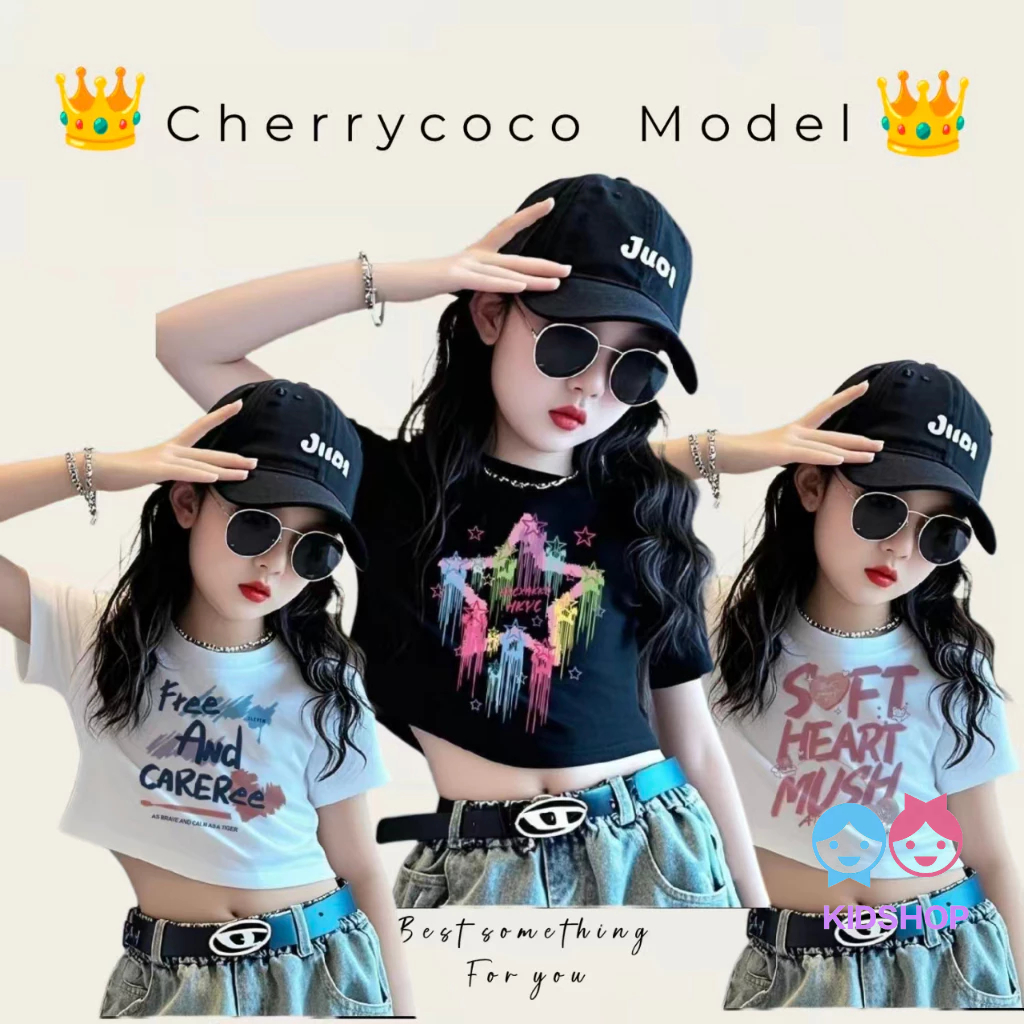 เสื้อยืดแขนสั้นผ้าฝ้ายแท้สำหรับเด็กผู้หญิง ออกแบบใหม่สำหรับฤดูร้อน