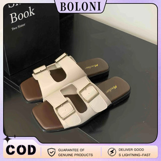 Summer Flat Slippers For Women Casual Leather Double Strap Design Indoor Outdoor Sandals