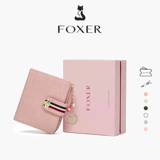FOXER Wallet For Woman Card Holder Zipper Wallet Cowhide Leather Wallet Personalized Gift