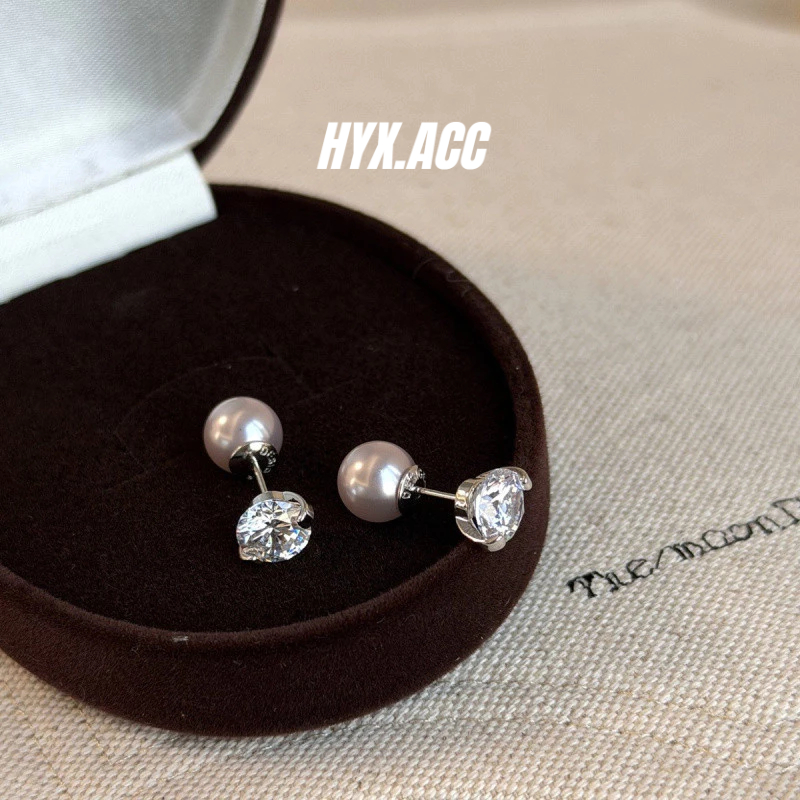 ต่างหูผู้หญิงเรียบง่ายและอ่อนโยน Manta Rose สี Pearl Zircon ต่างหูสตั๊ดพร้อมหมุดเงิน 925