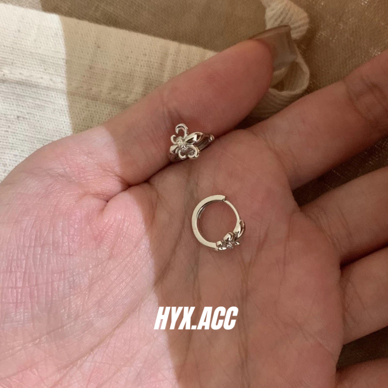 ต่างหูผู้หญิงวินเทจหวานเย็นคลาสสิกไอริสดอกไม้ห่วงต่างหูขนาดเล็กเครื่องประดับหูวินเทจ