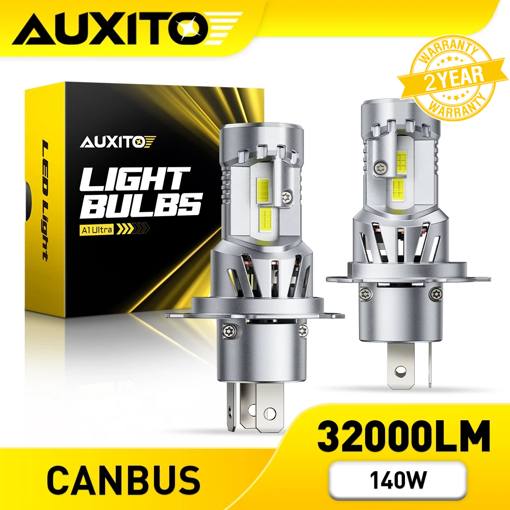 AUXITO 2PC ไฟหน้า A1ULTRA H4 H11 9005 140W 32000LM LED ไฟหน้ารถ Super Bright LED ไฟหน้า 6500K Canbus