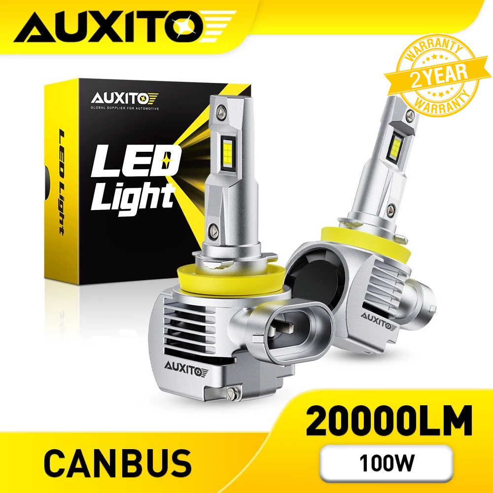 AUXITO 2PC ไฟหน้า Q16 LED 100W 20000LM H4 H11 9005 9012 6000K สีขาว Canbus Error Free